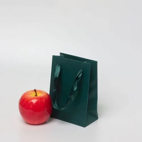 Пакет 11x15x6, тёмно-зеленый, лента, имитлин VIP