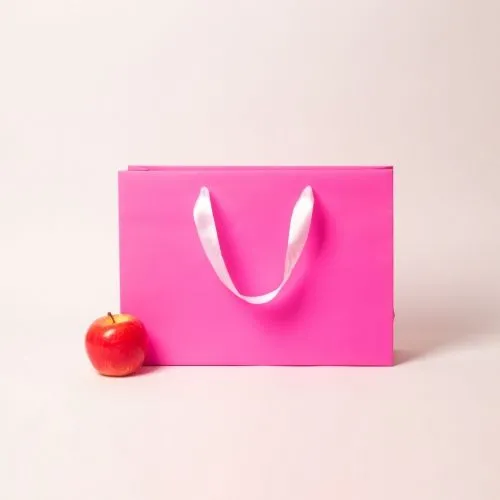 Пакеты бумажные, 35x25x10, розовый матовый