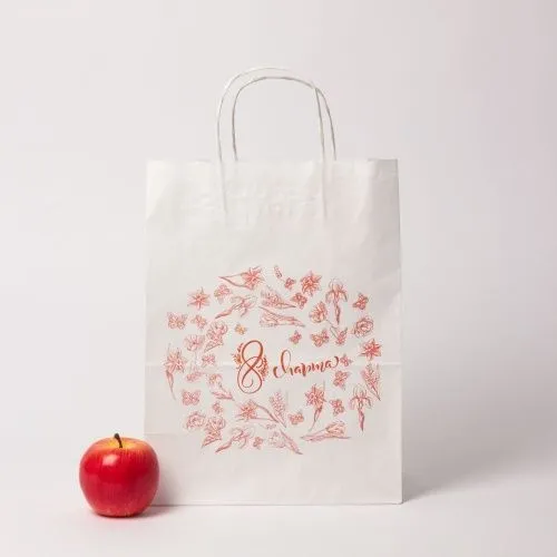 Пакеты бумажные, 26x35x14, "8 марта", белый