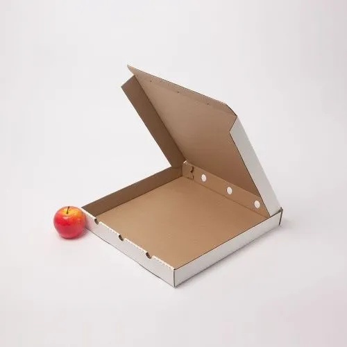 Коробка самосборная для пиццы и пирогов 36х4х36, Т23В бел/бур, без печати, бурый