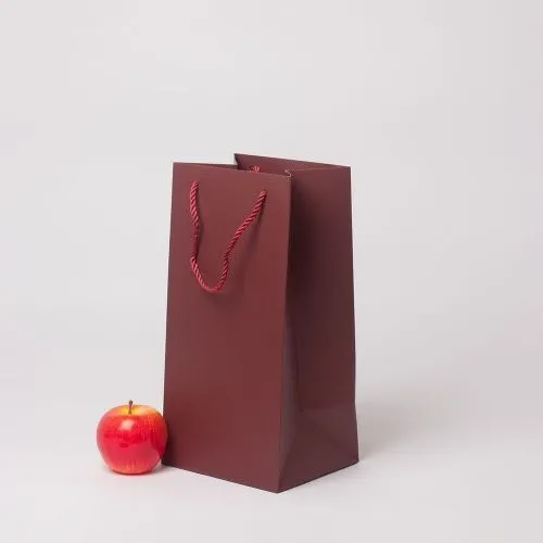 Пакет 17x35x15, бордо, витой шнур, картон VIP