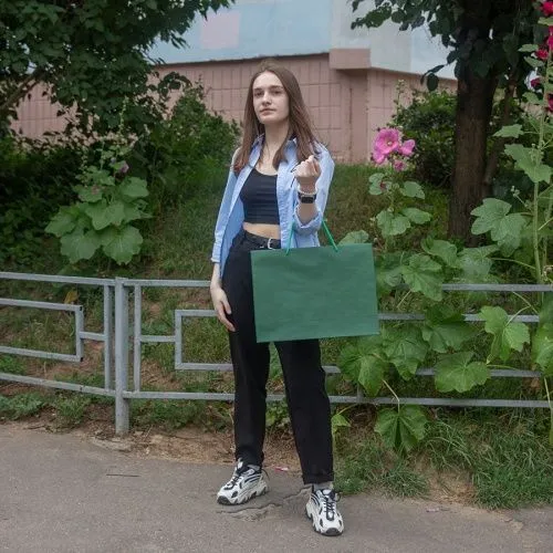 Пакет 41x31x12, зеленый, плотный крафт