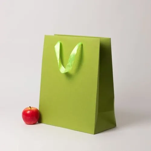 Пакеты бумажные, 33x40x16, лайм, лента, эфалин VIP