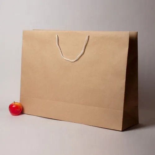 Пакет 70x50x20, коричневый (белый внутри), плотный крафт