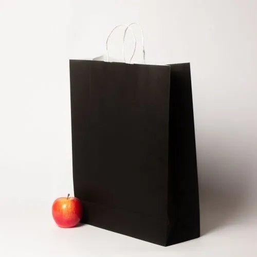 Пакеты бумажные, 32x42x12, черный,