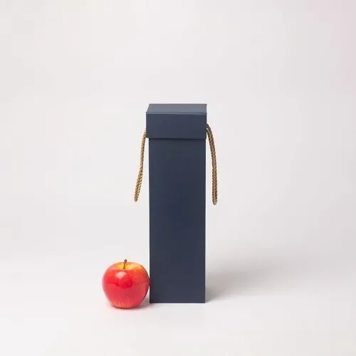 Коробка с откидной крышкой 9х33х9, тёмно-синий, дизайнерская бумага, витой шнур