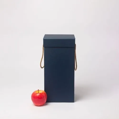 Коробка с откидной крышкой 15х33х15, тёмно-синий, дизайнерская бумага