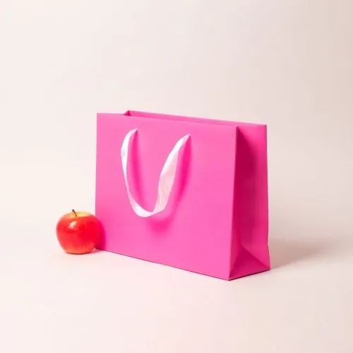 Пакеты бумажные, 35x25x10, розовый матовый