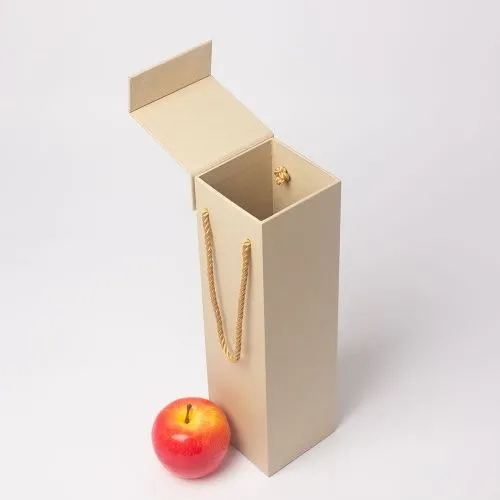 Коробка с откидной крышкой 9х33х9, бежевый, дизайнерская бумага, витой шнур