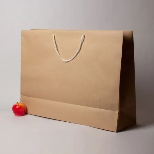 Пакет 70x50x20, коричневый (белый внутри), плотный крафт