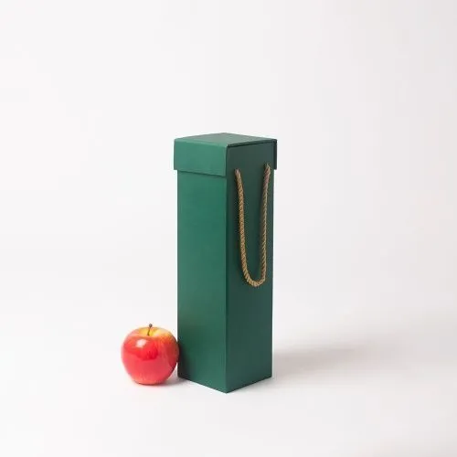 Коробка с откидной крышкой 9х33х9, зеленый, дизайнерская бумага, витой шнур