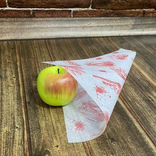 Бумага упаковочная, парафинированная с красным рисунком