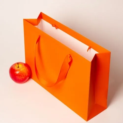 Пакет 35x25x10, оранжевый, меловка