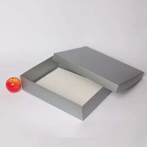Коробка крышка-дно 40x9x30, серебро, картон