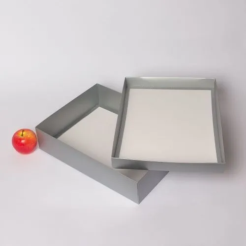 Коробка крышка-дно 40x9x30, серебро, картон
