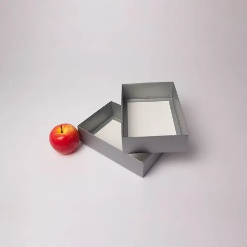 Коробка крышка-дно 21x6x15, серебро, картон