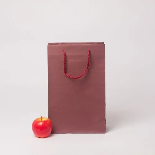 Пакет 23x36x10, бордо, плотный крафт