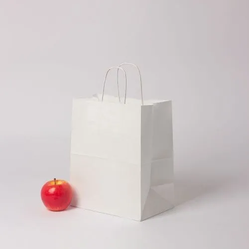 Пакет бумажный 24x28x14, белый, крафт, крученые ручки