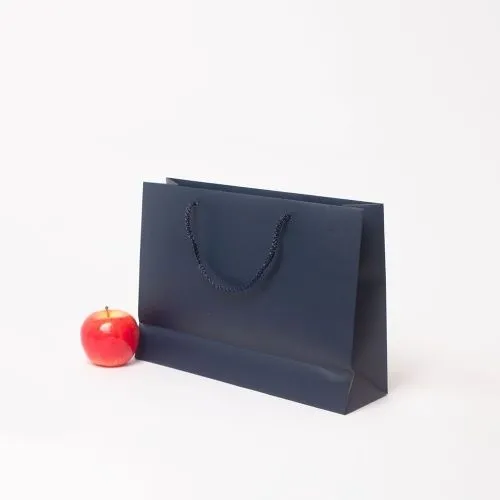 Пакет 35x25x10, тёмно-синий, меловка.