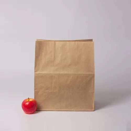 Фасовочный крафт-пакет 32х37х20, коричневый крафт под еду на вынос
