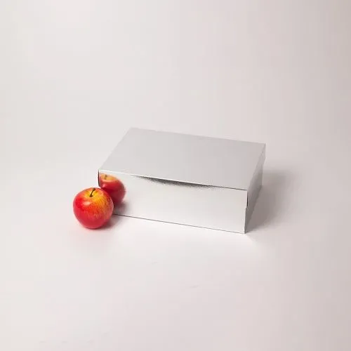 Коробка крышка-дно 30x10x20, серебро, картон глянцевый