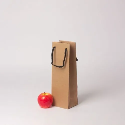 Пакет 11x34x9, коричневый, натуральный крафт