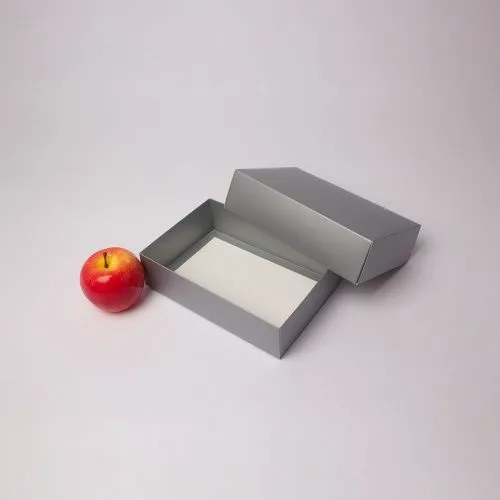 Коробка крышка-дно 21x6x15, серебро, картон