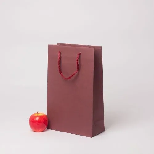 Пакет 23x36x10, бордо, плотный крафт