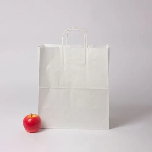 Пакет 32х37х20, белый, крафт, ручка крученая