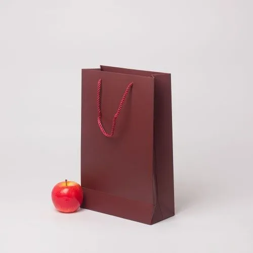 Пакет 23x36x10, бордо, витой шнур, картон VIP