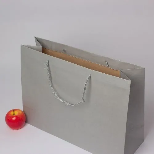 Пакет 47x34x16, серебро, плотный крафт