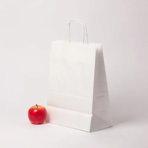 Пакеты бумажные, 26x35x14, "Сердечки и звездочки", белый