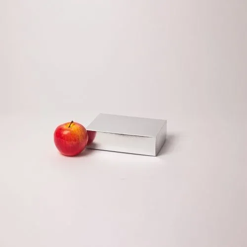 Коробка крышка-дно 17x4x12, серебро, картон глянцевый