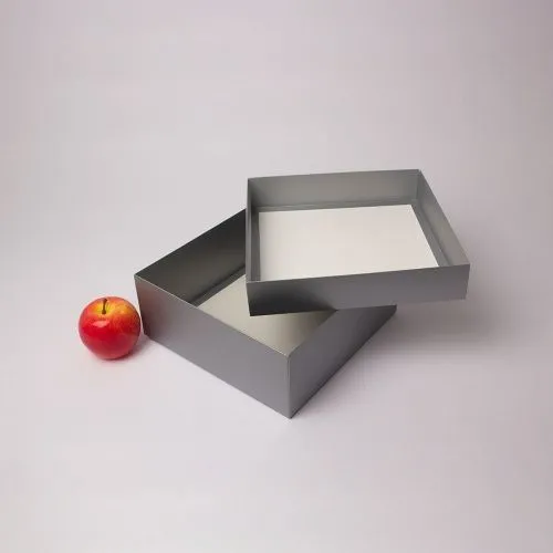 Коробка крышка-дно 25x10x25, серебро, картон
