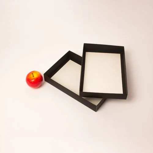 Коробка крышка-дно 30x5x20, черный, картон софт-тач