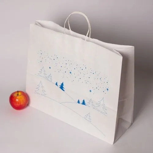 Пакеты бумажные, 45x35x15, "Елки Лес" белый