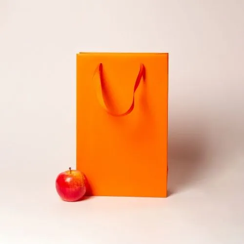 Пакет 23х36х10, оранжевый, меловка