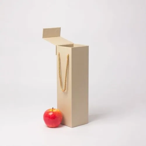 Коробка с откидной крышкой 9х33х9, бежевый, дизайнерская бумага, витой шнур