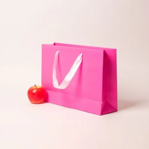 Пакеты бумажные, 35x25x10, розовый матовый