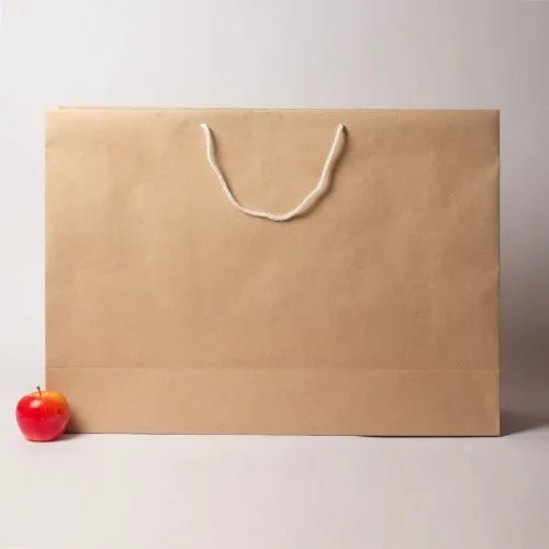 Пакет 70x50x20, коричневый (белый внутри), плотный крафт