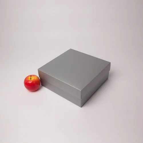 Коробка крышка-дно 25x10x25, серебро, картон