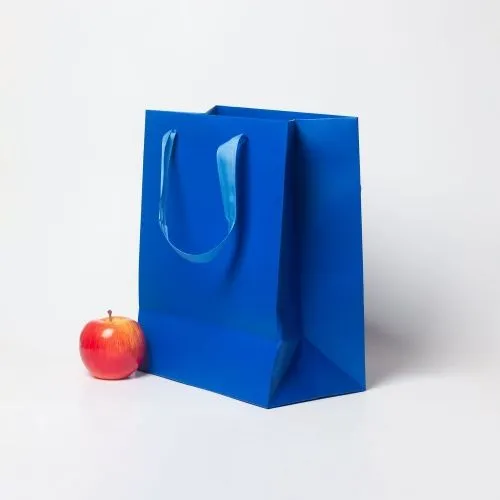 Пакеты бумажные, 26x32x14, синий матовый