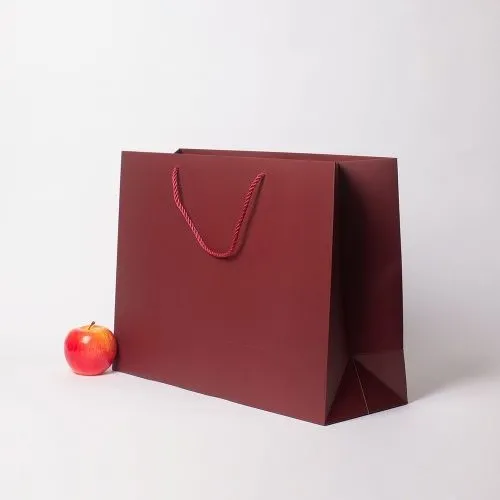 Пакет 47x34x16, бордо, витой шнур, картон VIP