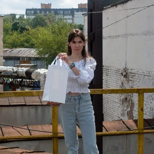 Пакет 17x35x15, белый, лента, картон VIP