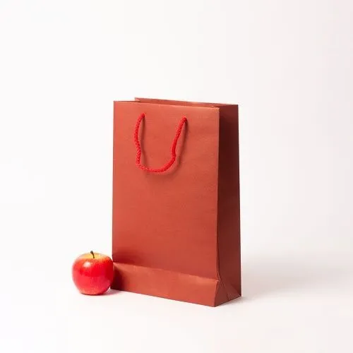 Пакет 23x36x10, красный, плотный крафт