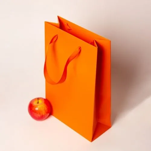 Пакет 23х36х10, оранжевый, меловка