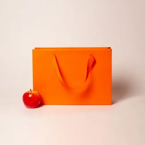 Пакет 35x25x10, оранжевый, меловка