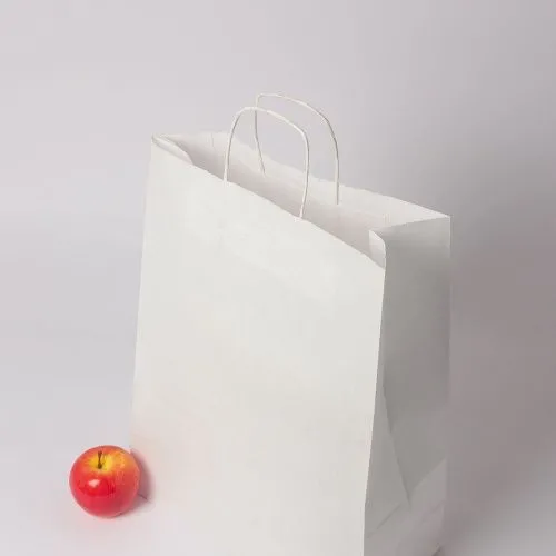 Пакет бумажный 35x45x15, белый, крафт, ручка крученая бумажная