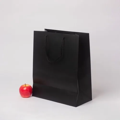 Пакет 33x40x16, черный, витой шнур, картон VIP