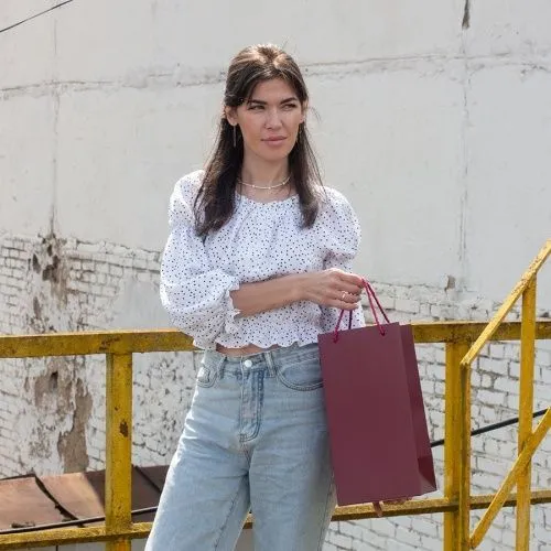 Пакет 17x35x15, бордо, витой шнур, картон VIP